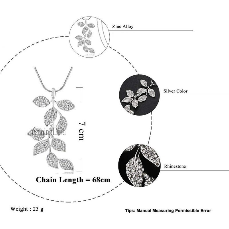 Shining Diva Fashion Crystal Flower Stylish Long Chain Pendant Necklace for Women and Girls - Image 5