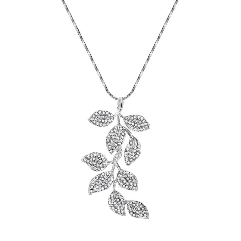 Shining Diva Fashion Crystal Flower Stylish Long Chain Pendant Necklace for Women and Girls - Image 1