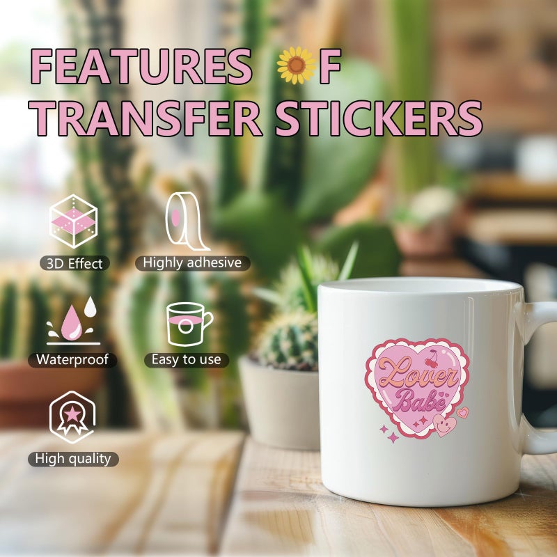 AFRITEE Valentine's Day UV DTF Stickers - 30 Sheets Cute Strawberry Heart Bear UV DTF Tumbler Wrap for 16 oz Glass, XOXO Cake Candy Love Letter Fun Transfer Decal DIY Water Bottle Decorations Gift for Women - Image 4