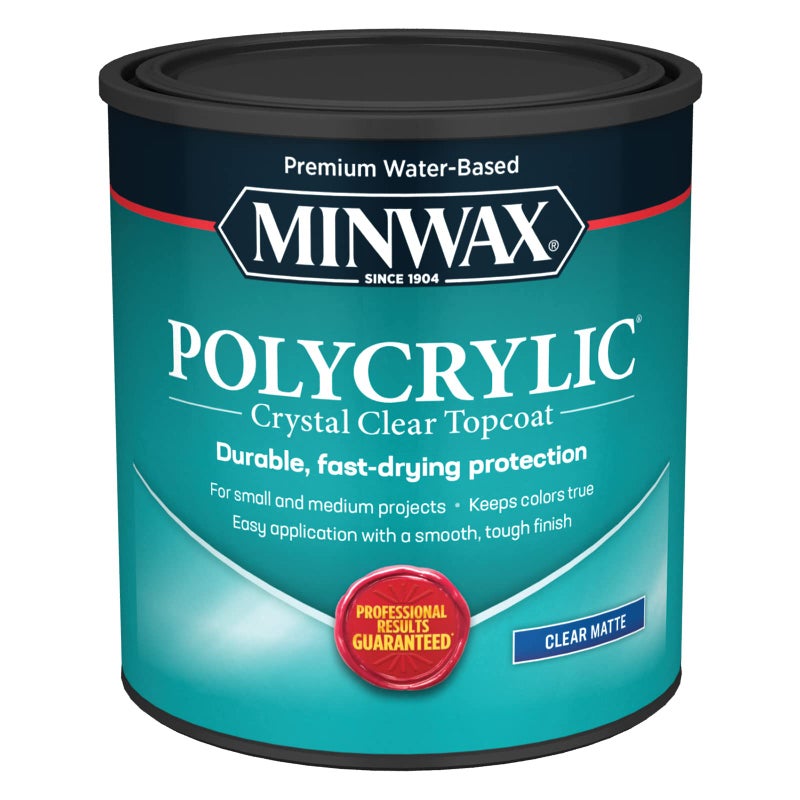 Minwax 622224444 Polycrylic Protective Wood Finish, Clear Matte, 1 Quart - Image 1