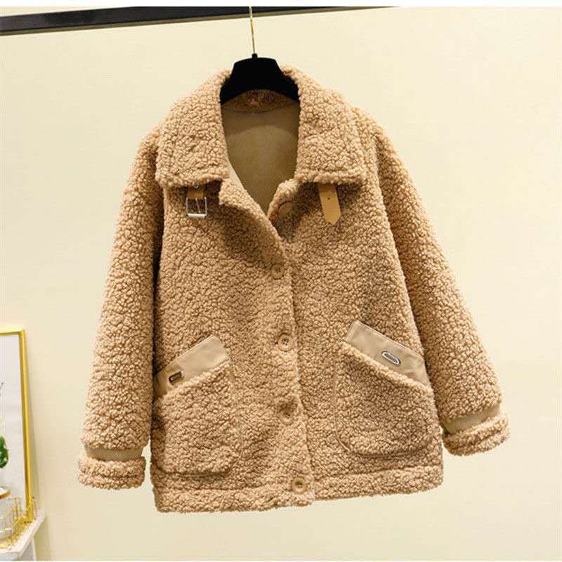 2024 New Womens Fleece Coat Autumn Winter Korean Short Wool Jacket D.Green  - Image 4