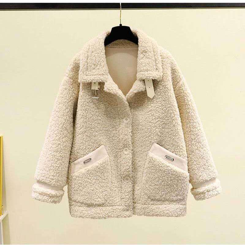 2024 New Womens Fleece Coat Autumn Winter Korean Short Wool Jacket D.Green  - Image 3