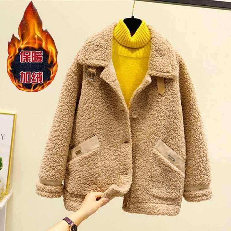 2024 New Womens Fleece Coat Autumn Winter Korean Short Wool Jacket D.Green  - Image 2