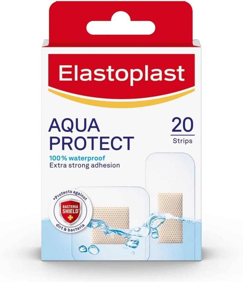 Elastoplast Aqua Protect Plasters 20 Strips 100 Waterproof for SwimmingBathing Strong Adhesion nonstick Wound Pad Flexible and Breathable Plasters Transparent and Discreet plasters Clear - Image 1