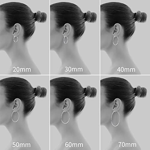 Gacimy Large Big Hoop Earrings for Women 14K White Gold Plated, 925 Sterling Silver Post Hoops for Women, 70mm Silver Tone Earrings - Image 3