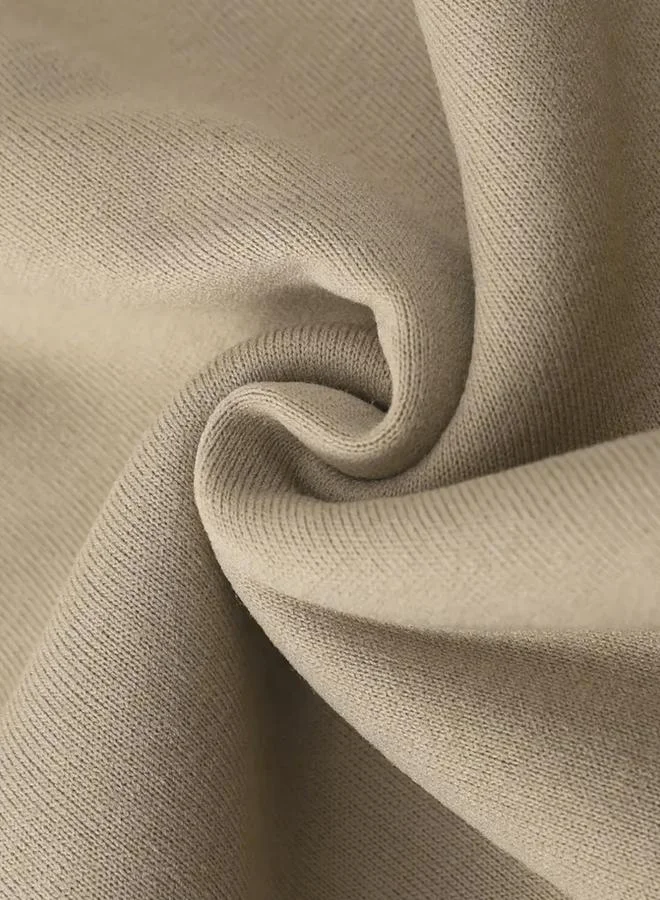 Take Two Take Two Men Beige Solid Hoodie with Kangaroo Pocket