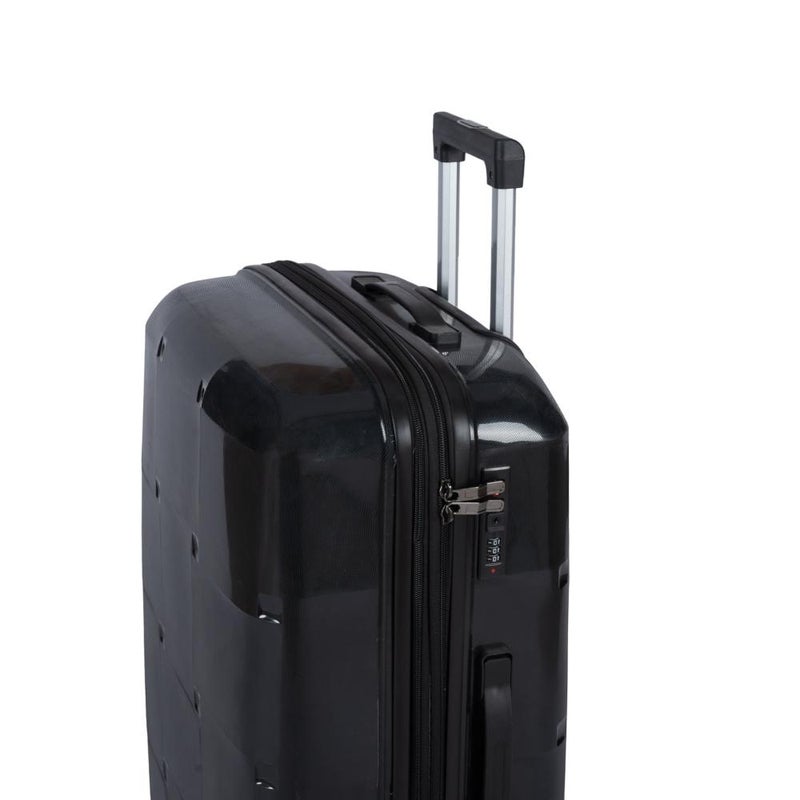 3-Piece Shatterproof Luggage Set, Durable Polypropylene Material, Unique Geometric Design with Extra Expansion Zipper, Black - Image 5