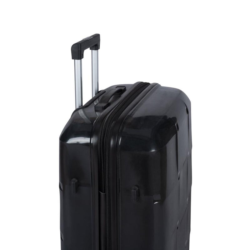 3-Piece Shatterproof Luggage Set, Durable Polypropylene Material, Unique Geometric Design with Extra Expansion Zipper, Black - Image 4