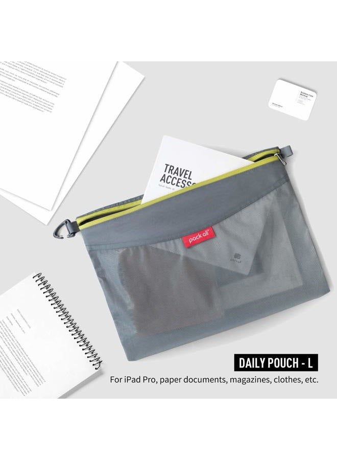 pack all Waterproof Travel Packing Pouches Organizer Storage Packing Bag with Zipper for Travel, Office, Arts (Small/Medium/Large/Set) Large Grey - Image 2