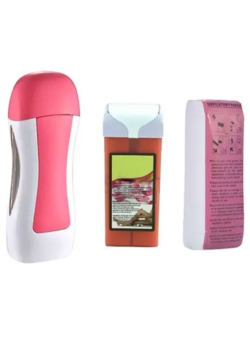 DubaiGallery 3-In-1 Professional Roller Depilatory Wax Set Pink/White - Image 2