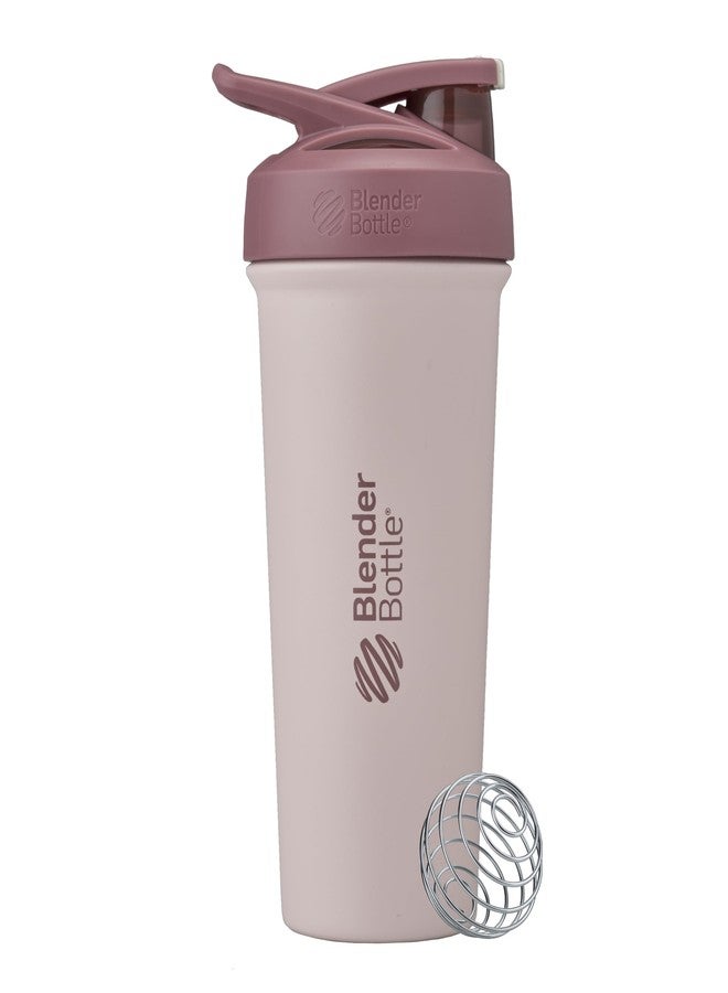 BlenderBottle Strada Sleek Shaker Cup Insulated Stainless Steel Water Bottle with Wire Whisk, 25-Ounce, Red/Tan (Sahara Sunset) - Image 1