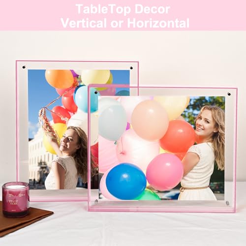 MFoffice 5x7 Picture Frame - Stunning Color Acrylic Photo Frame - Use as 5x7, 5x5, 4x6 Picture Frame and Acrylic Decorative Tray - Horizontal and Vertical Formats for Tabletop Display, Pink, 1Pack - Image 5