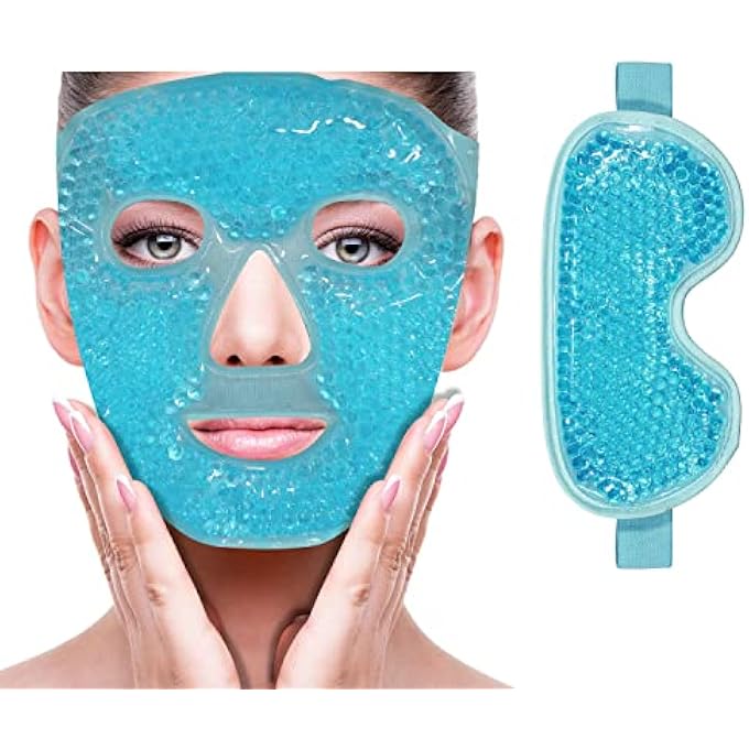 THMINS Cold Face Eye Mask,Ice Pack Reduce Face Puff,Dark Circles,Gel Beads Hot Heat Cold Compress Pack,Face SPA for Woman Sleeping, Pressure, Headaches, Skin Care - Image 2