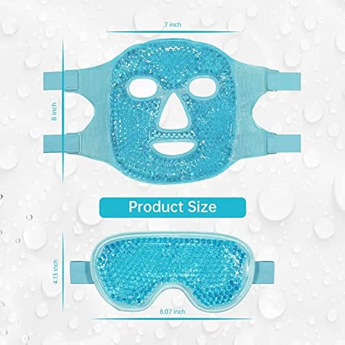 THMINS Cold Face Eye Mask,Ice Pack Reduce Face Puff,Dark Circles,Gel Beads Hot Heat Cold Compress Pack,Face SPA for Woman Sleeping, Pressure, Headaches, Skin Care - Image 3
