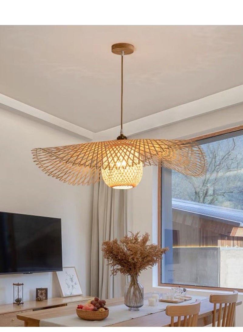 يوكاندل ثريا ريفية خوص الخيزران للمطبخ وغرف المعيشة، ثريات إنارة بسيطة وخفيفة لديكورات المنزل - Image 2