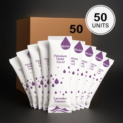 BlueWater (50-Pack) 12"x12" Individually-Wrapped Moist Scented Towels - Single-Use Premium Towelettes (12x12, Lavender) - Image 2