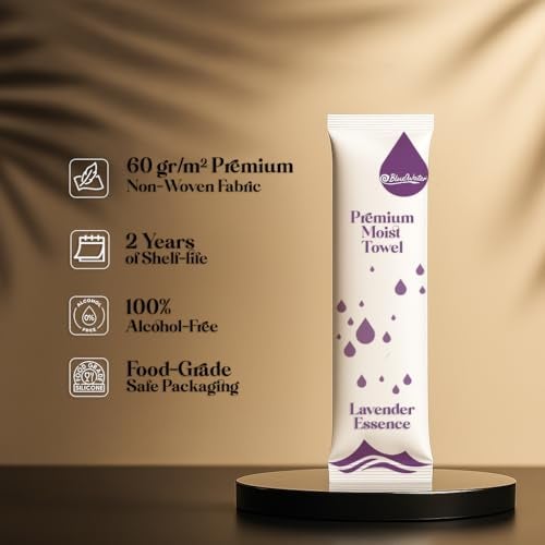 BlueWater (50-Pack) 12"x12" Individually-Wrapped Moist Scented Towels - Single-Use Premium Towelettes (12x12, Lavender) - Image 3