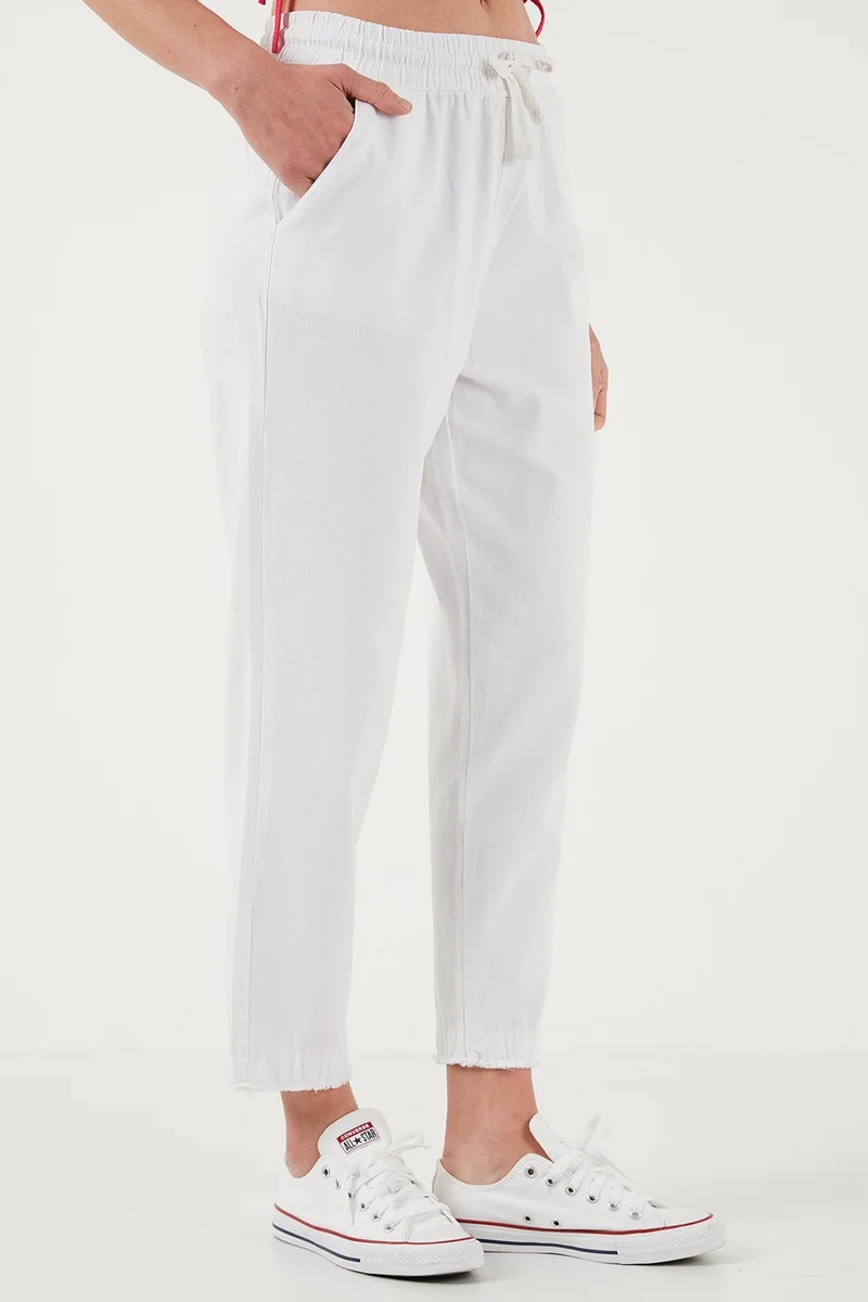 ليلا Cotton Normal Waist Regular Fit Straight Leg Trousers Women's Trousers 668YP42282S4