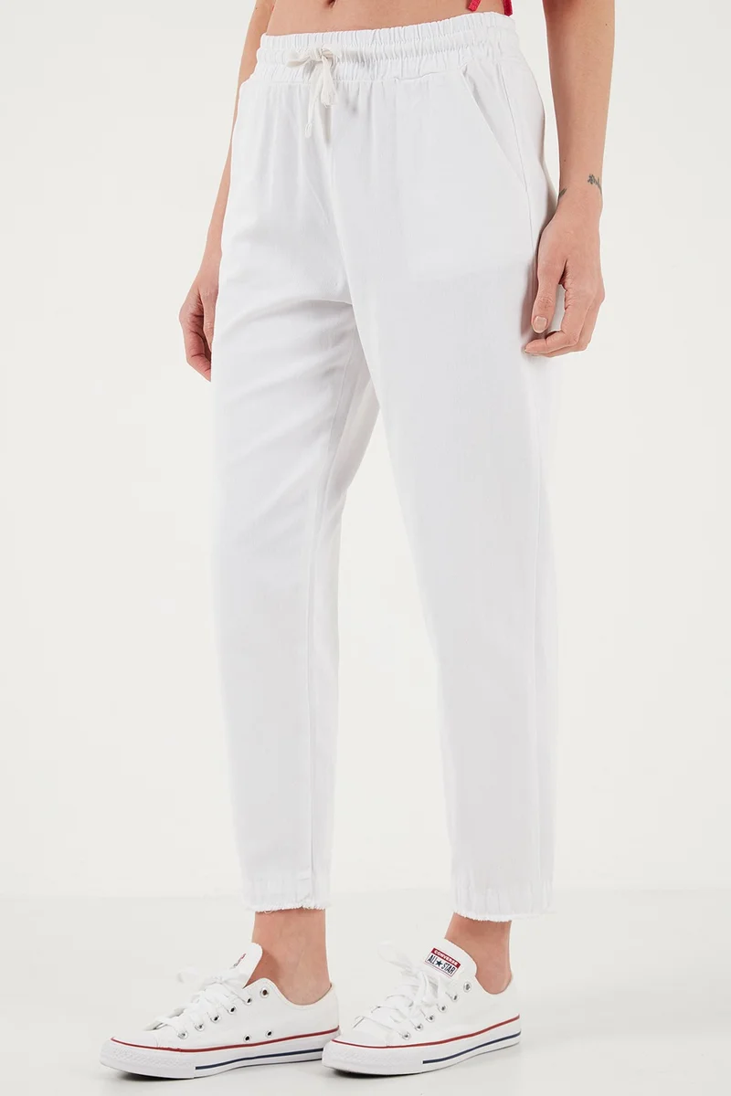 ليلا Cotton Normal Waist Regular Fit Straight Leg Trousers Women's Trousers 668YP42282S4