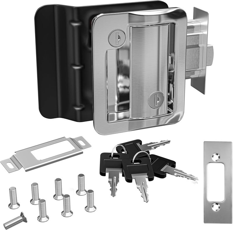 Leisure Locks RV Travel Trailer Entry Door Polar Chrome Paddle Deadbolt - Image 1