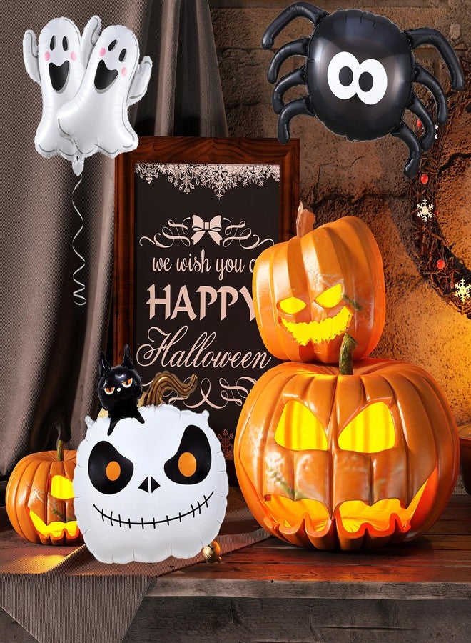 EASUTE 7PCS Halloween Balloons Decorations Black Boo Balloons, White Ghost Black Spider White Cat Pumpkin Foil Balloons for Halloween Birthday Baby Shower Party Supplies - Image 4