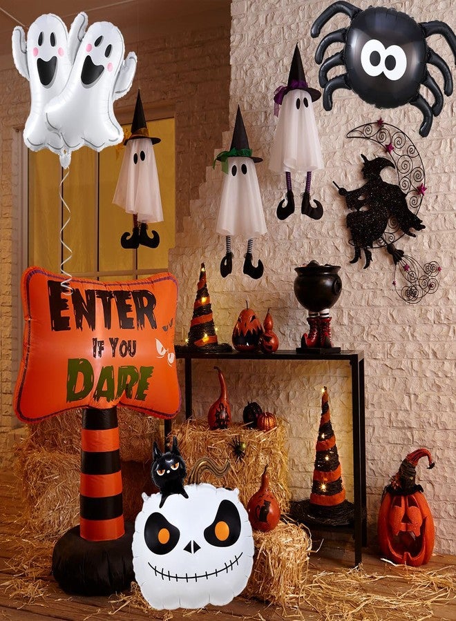 EASUTE 7PCS Halloween Balloons Decorations Black Boo Balloons, White Ghost Black Spider White Cat Pumpkin Foil Balloons for Halloween Birthday Baby Shower Party Supplies - Image 5