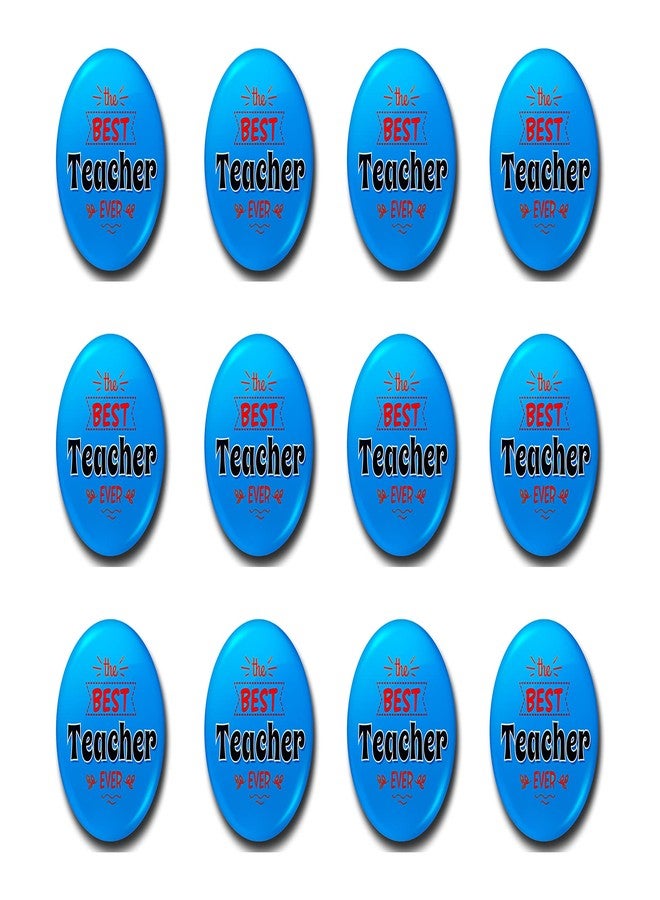 Hubops best teacher ever badge Round Pin Button Badge Happy Teachers Day & Other Events school 44mm (pack of 12) - Image 1