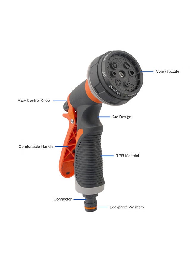 Generic Garden Hose Nozzle Spray Nozzle Gun with 8 Adjustable Watering Patterns Anti-Slip High Pressure Water Nozzle for Watering Garden Cleaning Car Wash Pets Shower  - Image 2