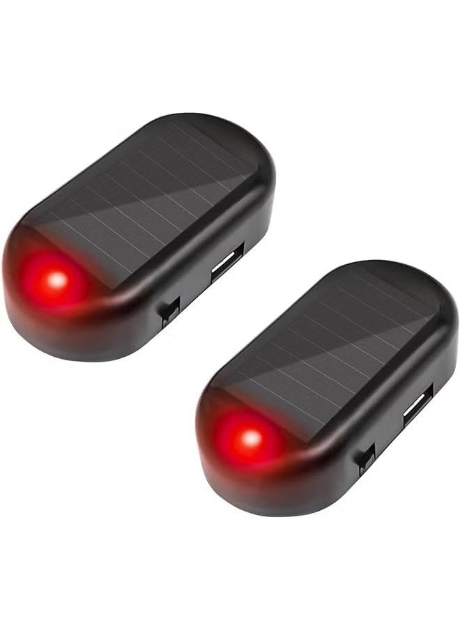 GMORO - 2PCS Car Solar Power Simulated Dummy Alarm, Anti-Theft LED Flashing Security Light Fake Lamp, Auto Warning Interior Safety Lights with USB Charger Port, Car Accessories for Most Cars - Image 1