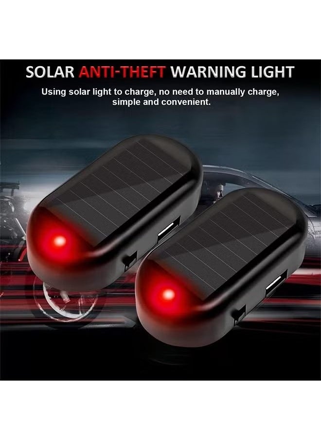 GMORO - 2PCS Car Solar Power Simulated Dummy Alarm, Anti-Theft LED Flashing Security Light Fake Lamp, Auto Warning Interior Safety Lights with USB Charger Port, Car Accessories for Most Cars - Image 1