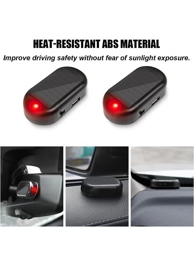 GMORO - 2PCS Car Solar Power Simulated Dummy Alarm, Anti-Theft LED Flashing Security Light Fake Lamp, Auto Warning Interior Safety Lights with USB Charger Port, Car Accessories for Most Cars - Image 1