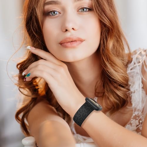 Wowstrap Silicone Solo Loop for Apple Watch Band 41mm 40mm 38mm 45mm 44mm 46mm 42mm Women/Men,Stretchy Engraved Sport Band Leopard Print Elastic Strap for iWatch Series 11 10 9 8 7 6 5 4 3 SE 3/2nd Ultra 49mm - Image 3