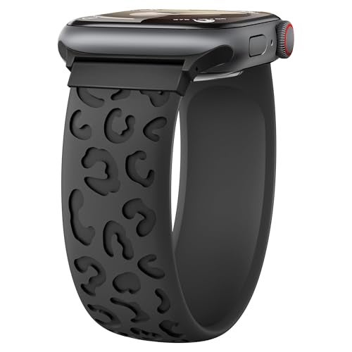 Wowstrap Silicone Solo Loop for Apple Watch Band 41mm 40mm 38mm 45mm 44mm 46mm 42mm Women/Men,Stretchy Engraved Sport Band Leopard Print Elastic Strap for iWatch Series 11 10 9 8 7 6 5 4 3 SE 3/2nd Ultra 49mm - Image 1