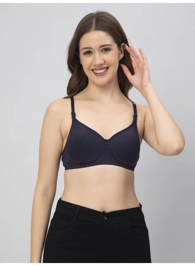 CEE 18 Cotton Non-Wired Padded Bra For Women (Coffee, Navy, Pink)