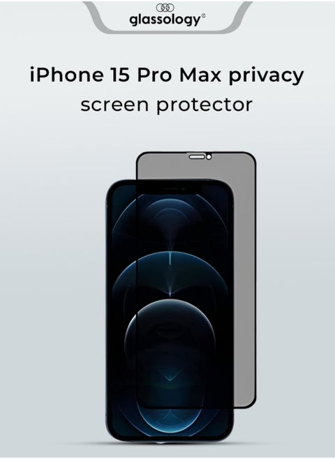 iPhone 15 Pro Max Privacy Screen Protector with Easy Installation Frame, Anti-Drop & Anti-Scratch, Case Friendly 28° Anti-Spy, and Anti-Fingerprint Protection.-Fingerprint Protection.