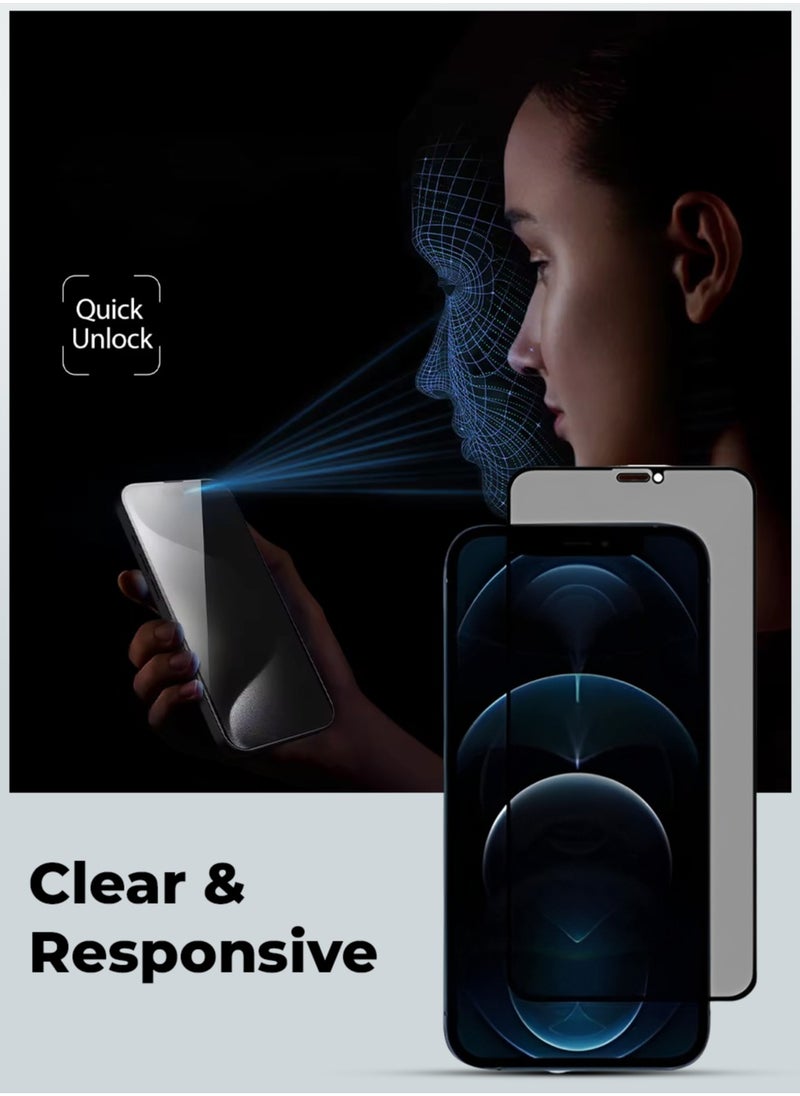glassology iPhone 15 Pro Max Privacy Screen Protector with Easy Installation Frame, Anti-Drop & Anti-Scratch, Case Friendly 28° Anti-Spy, and Anti-Fingerprint Protection.-Fingerprint Protection.  - Image 4