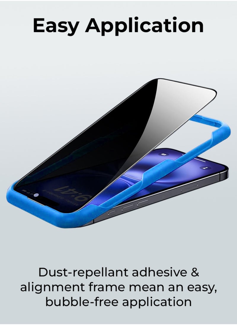 glassology - iPhone 15 Pro Max Privacy Screen Protector with Easy Installation Frame, Anti-Drop & Anti-Scratch, Case Friendly 28° Anti-Spy, and Anti-Fingerprint Protection.-Fingerprint Protection. - Image 1