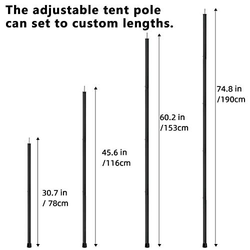 KOMCLUB Telescoping Tent Poles Tarp Poles 5Section Adjustable Aluminum Rods for Tent Fly and Tarps Lightweight Replacement Adjustable Tent Poles for Outdoor Sport Camping 78InchBlack - Image 3