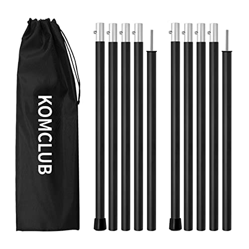 KOMCLUB Telescoping Tent Poles Tarp Poles 5Section Adjustable Aluminum Rods for Tent Fly and Tarps Lightweight Replacement Adjustable Tent Poles for Outdoor Sport Camping 78InchBlack - Image 1