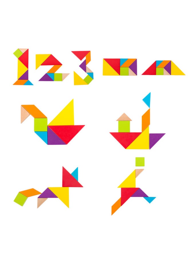 Loquat # Tangram First Grade Second Book Second Grade Kindergarten Pupils Intelligence Puzzle Math Teaching Aaids-Color:Beech Tangram—in Iron Box 【same Style As Textbook】 - Image 4