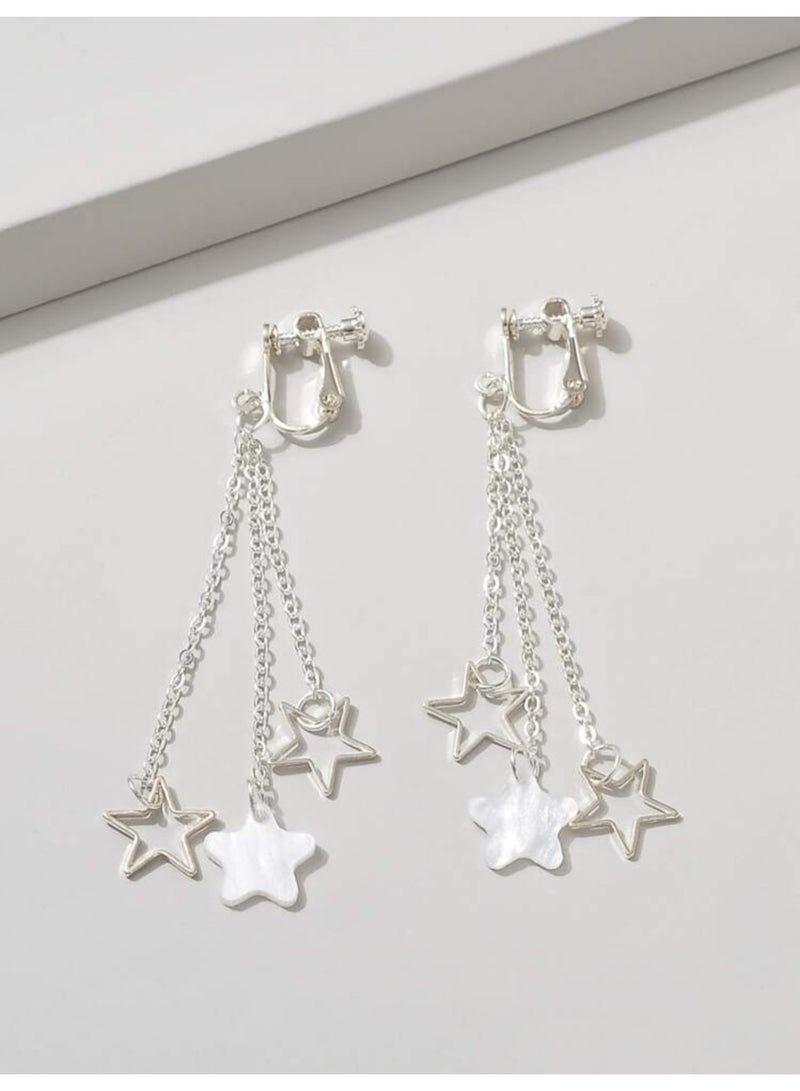 Dangle Charms Elegant Silver Plated Earrings For Women - Image 1