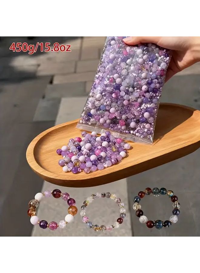 A Pack Of 450g Mixed Purple Glass Beads 3 To 13mm In Various Shades For Jewelry Making Christmas Decorations And Crafts Compatible With Cord Wire - Image 2