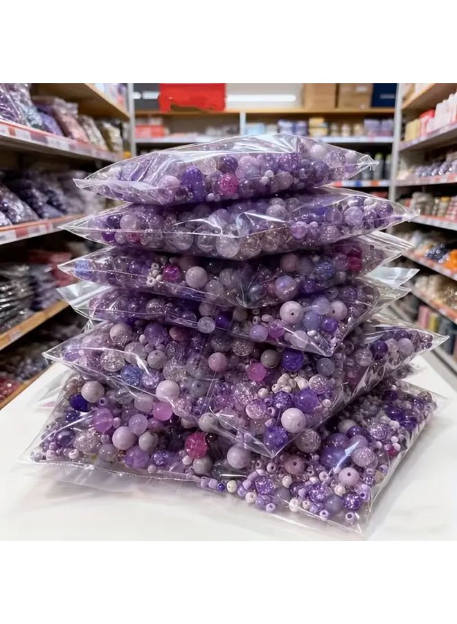 A Pack Of 450g Mixed Purple Glass Beads 3 To 13mm In Various Shades For Jewelry Making Christmas Decorations And Crafts Compatible With Cord Wire - Image 3