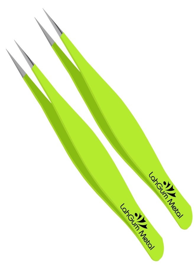 LahGum Metal Super Sharp Pointed Tweezers Precision Fine Point Tip Ingrown Hair Tweezers Kit Pointed Tweezers For Women Chin Hair Removal, Extra Thin Tweezers Precision Stainless Facial Hair Remover For Face - Image 1