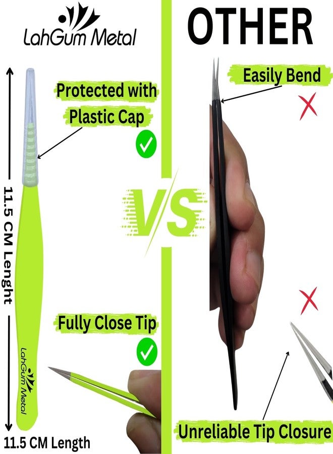 LahGum Metal Super Sharp Pointed Tweezers Precision Fine Point Tip Ingrown Hair Tweezers Kit Pointed Tweezers For Women Chin Hair Removal, Extra Thin Tweezers Precision Stainless Facial Hair Remover For Face - Image 2