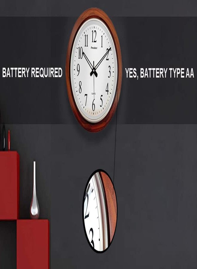 President Wooden Analog Wall Clock 18-Inch (42 X 42 Cm) Home Big Size Living Room Hall Bedroom Stylish Clock - Image 5