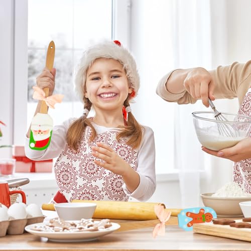 Caliamary Silicone Spatula, Caliamary 3 Pieces Kitchen Silicone Spatula Set, Christmas Cake Decorating Spatula with Wooden Handle, Snowman Gingerbread Man and Santa Claus Pattern (Snowman) - Image 5