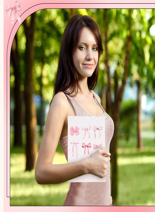 ReliThick 4 Pcs Mini Size Cute Bow 6 Ring Binder, 1 Inch Round Ring with Interior Pockets, Decorative Cute Binders, Clipboard Binder, Coquette School Supplies for School Office(Pink) - Image 5