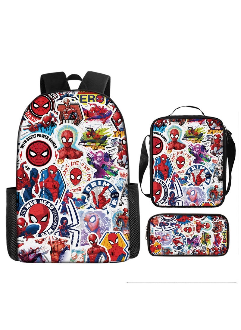 Spider-Man Spiderman Three-Piece Cartoon Backpack For Primary School Students 29*42*16cm 