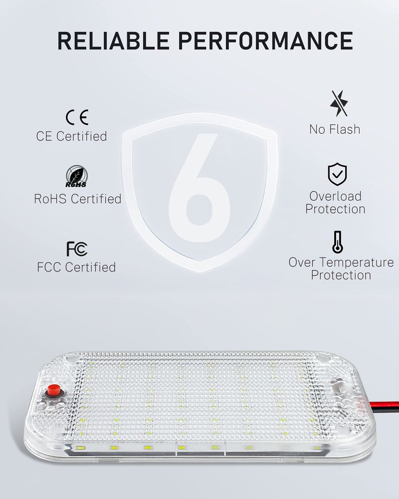 MERTTURM Dome Light for RV Interior, 48LED 800LM Ultra Bright 12 Volt LED White Lights, RV Ceiling Light with Switch Control, Ideal for Car Van Truck Camper Lorry Motorhome Boat(4 Pack) - Image 4